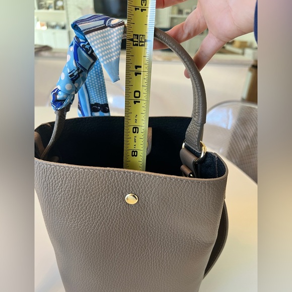 LEATHER and SUEDE CROSSBODY BAG NEUTRAL TAUPE - MADE IN ITALY NWOT - Picture 14 of 16